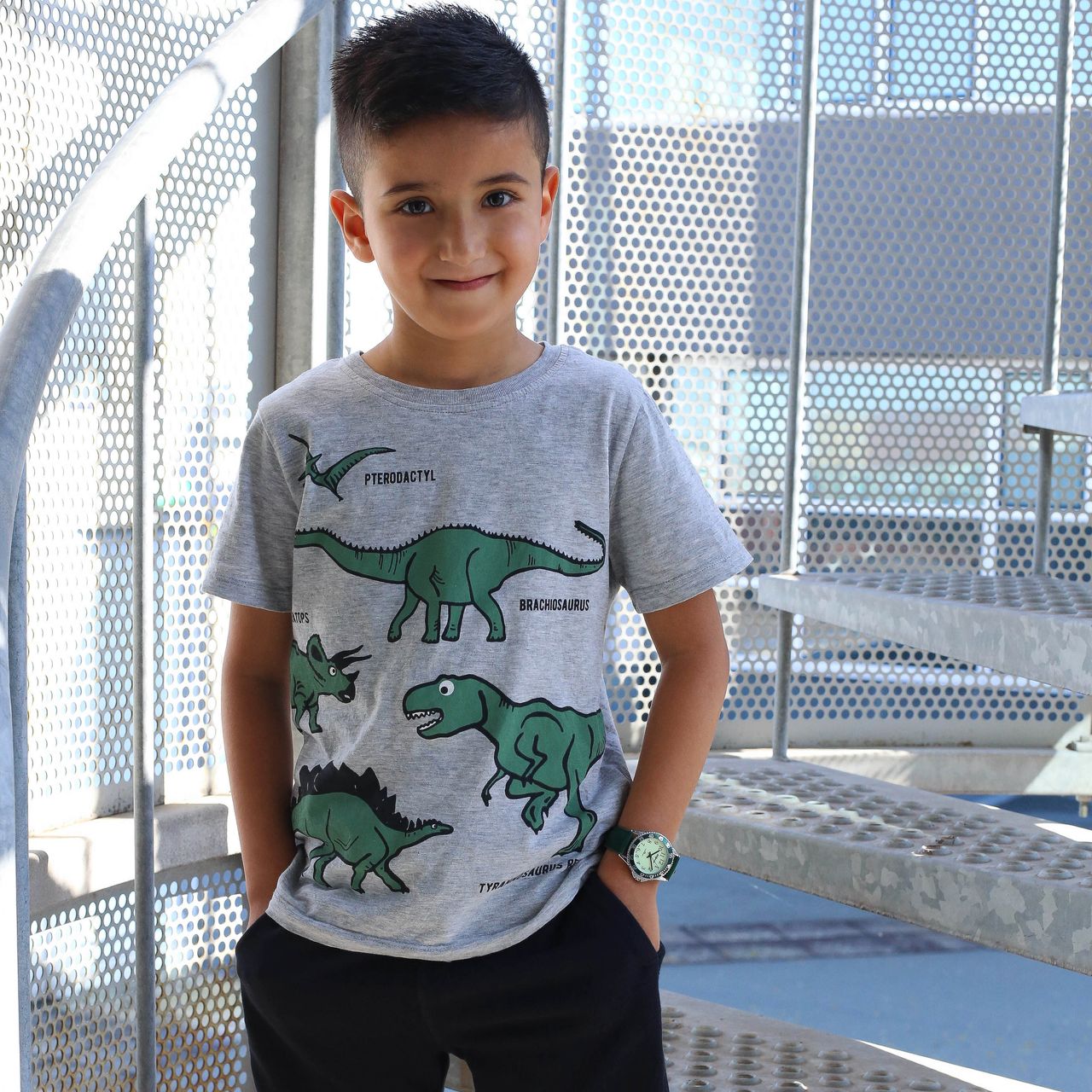 California Armbanduhr für Jungen mit grünem Lederband