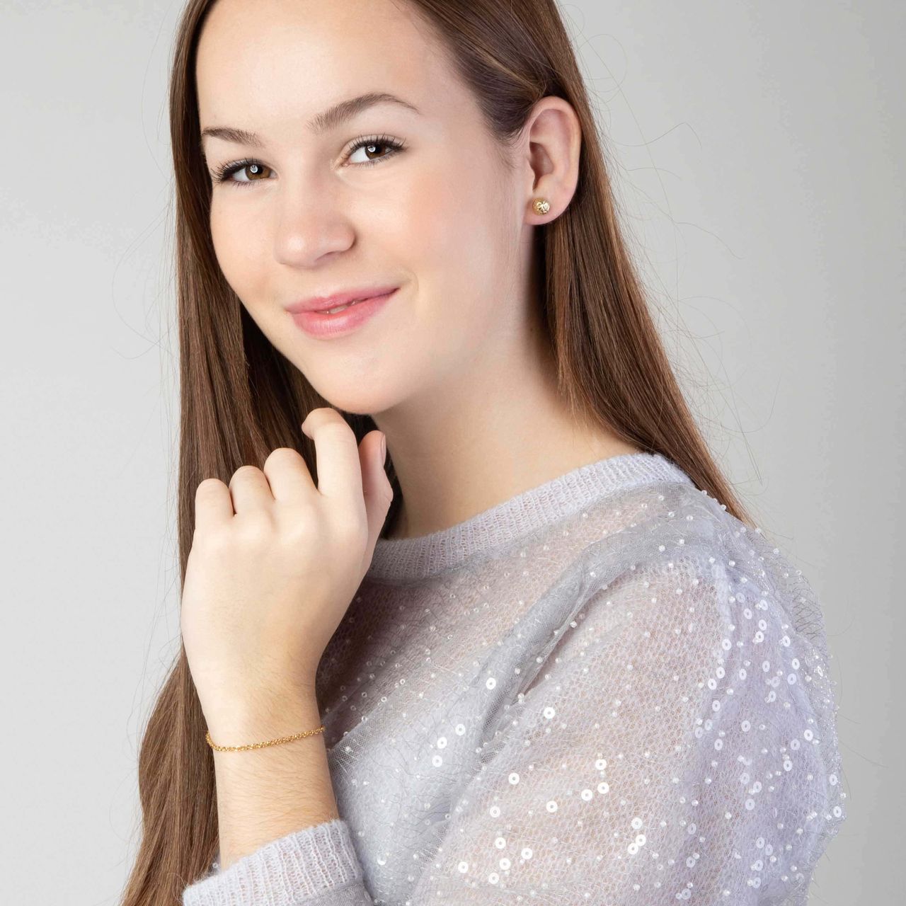 9 karaat oorknoppen halve bol met diamond cut voor dames