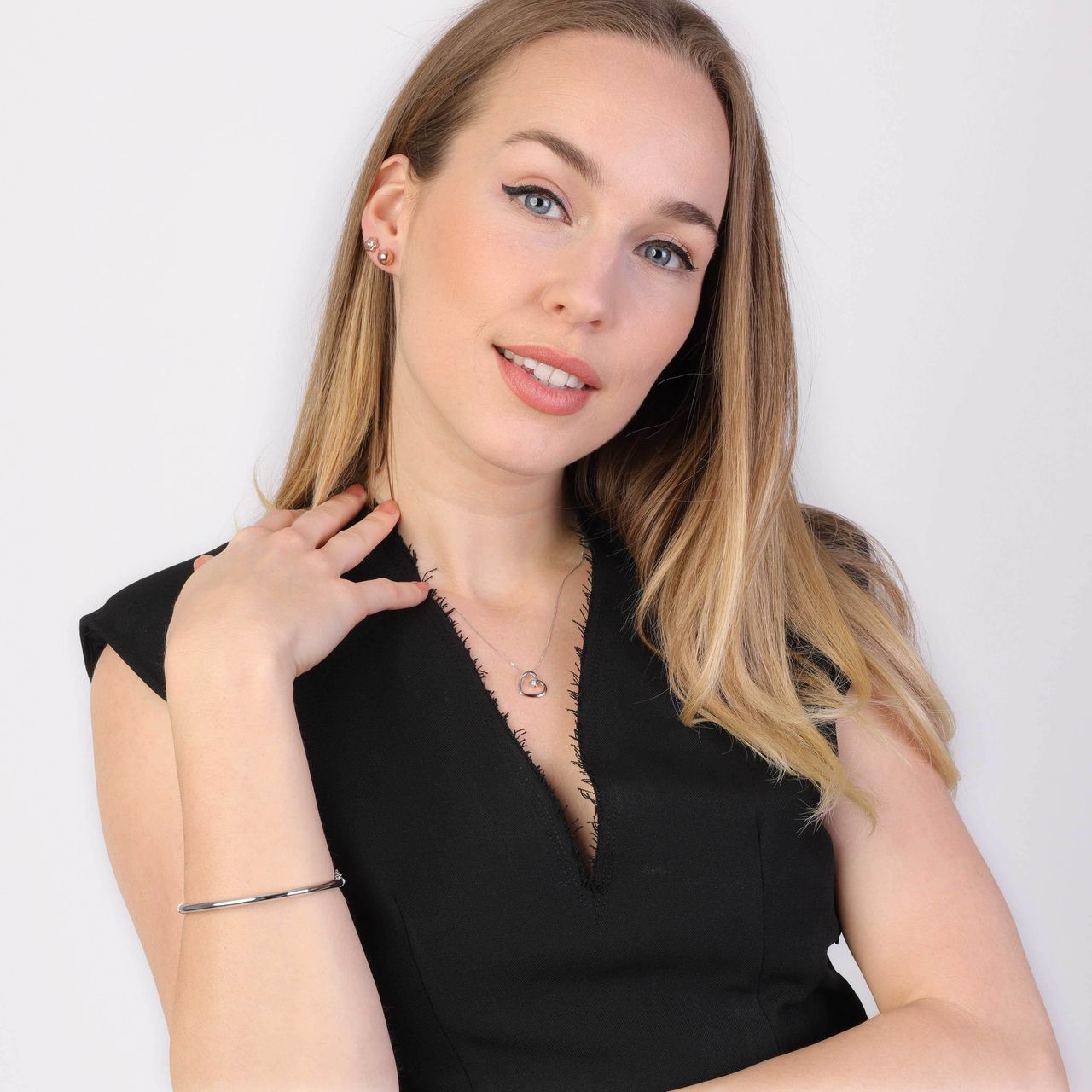 9 karaat bicolor ketting met hanger open hart voor dames