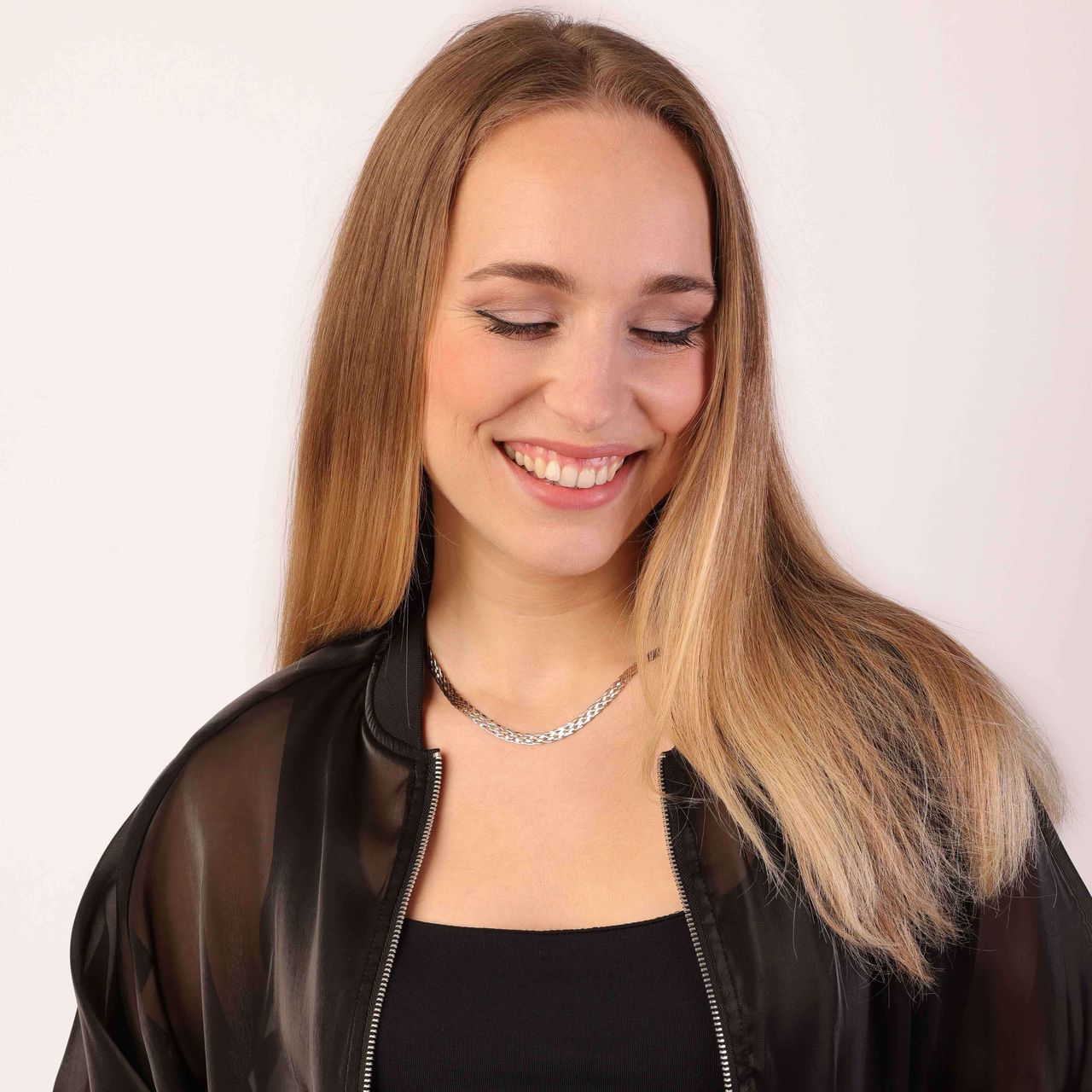 9 karaat tricolor ketting herringbone voor dames