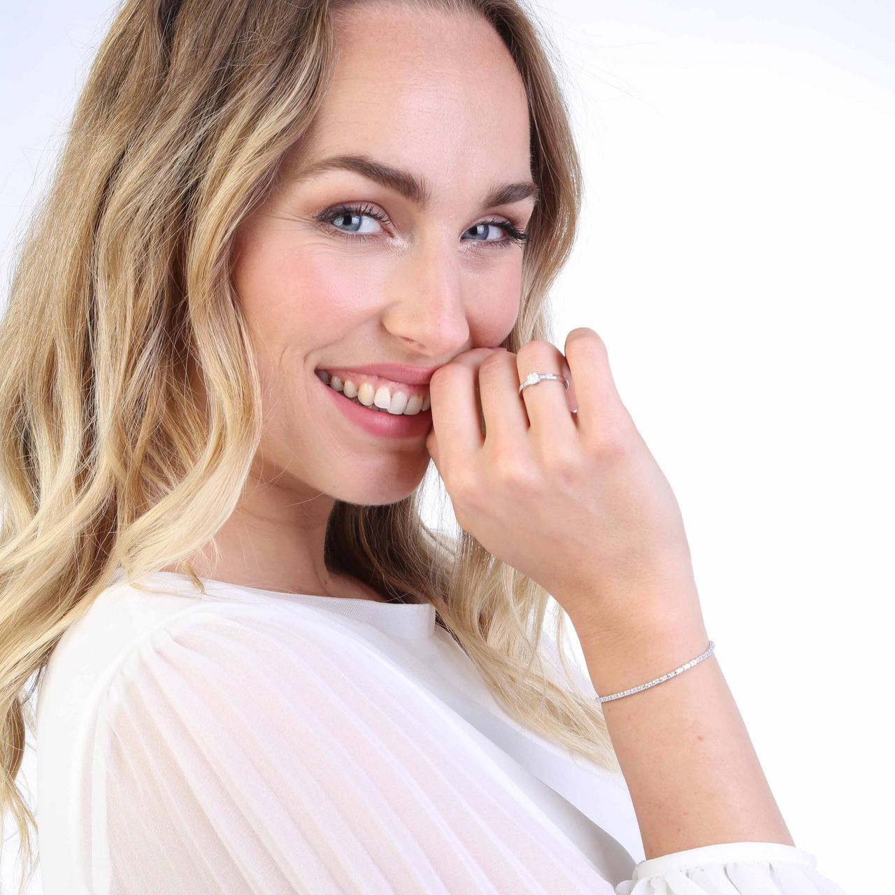 14 Karaat witgouden tennisarmband met diamant 0,42ct