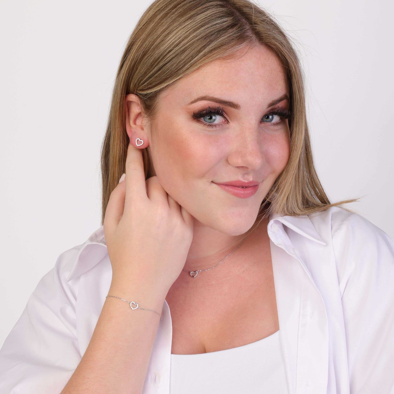 Armband, 925 Silber, Herz mit Zirkonia