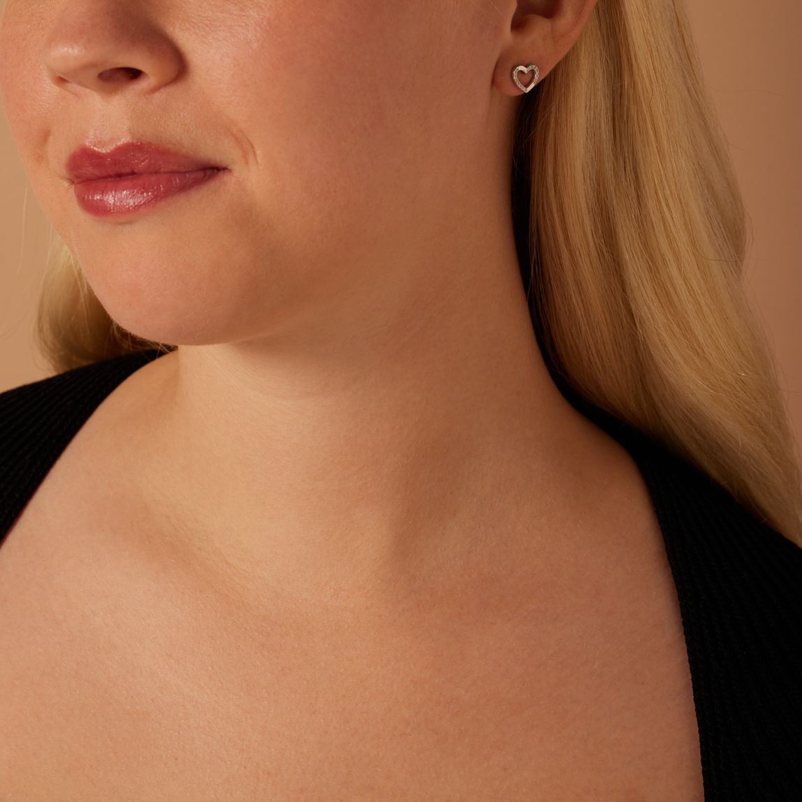 Ohrringe, 925 Silber, Herz mit Zirkonia