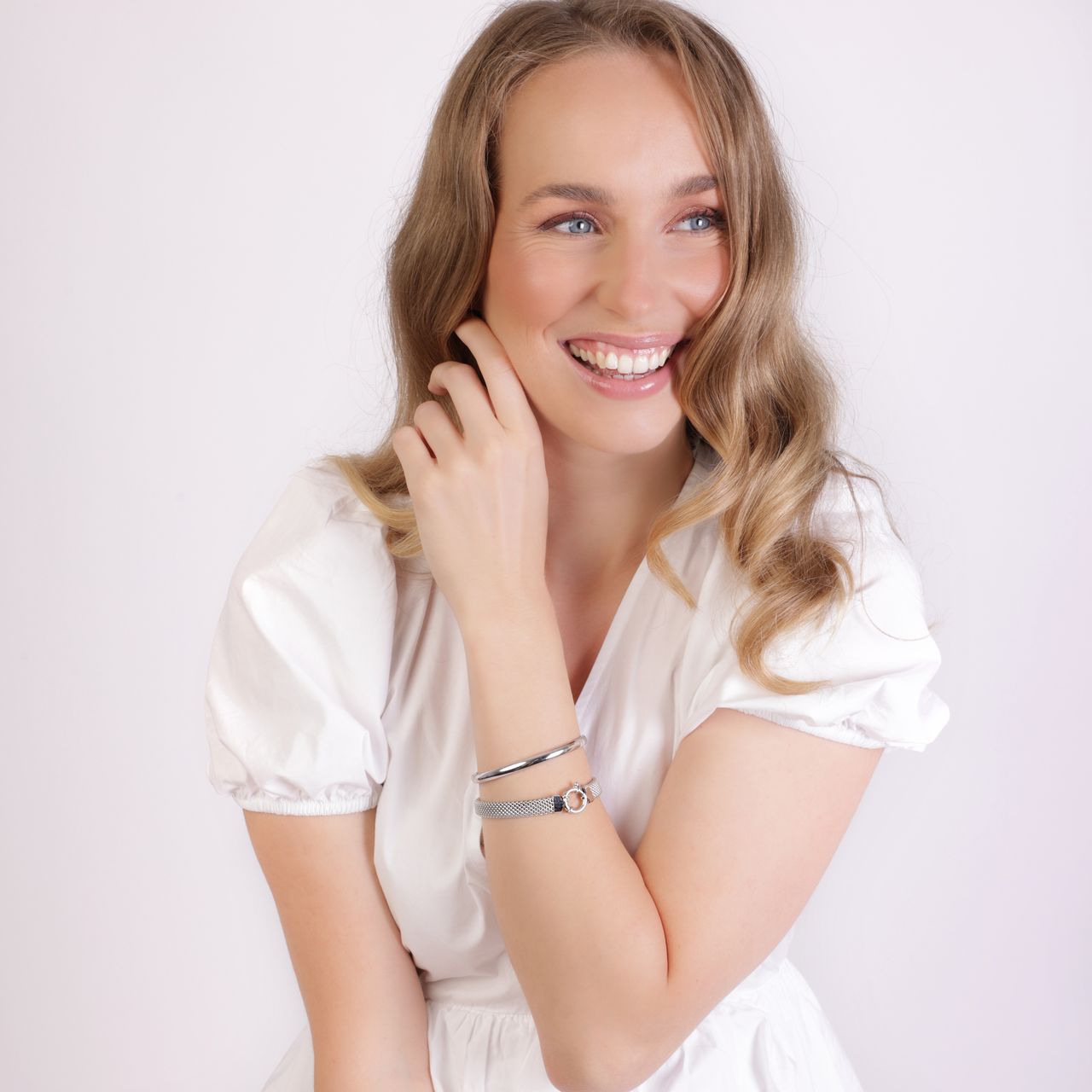 Silberarmband „Popcorn“, breit 8 mm