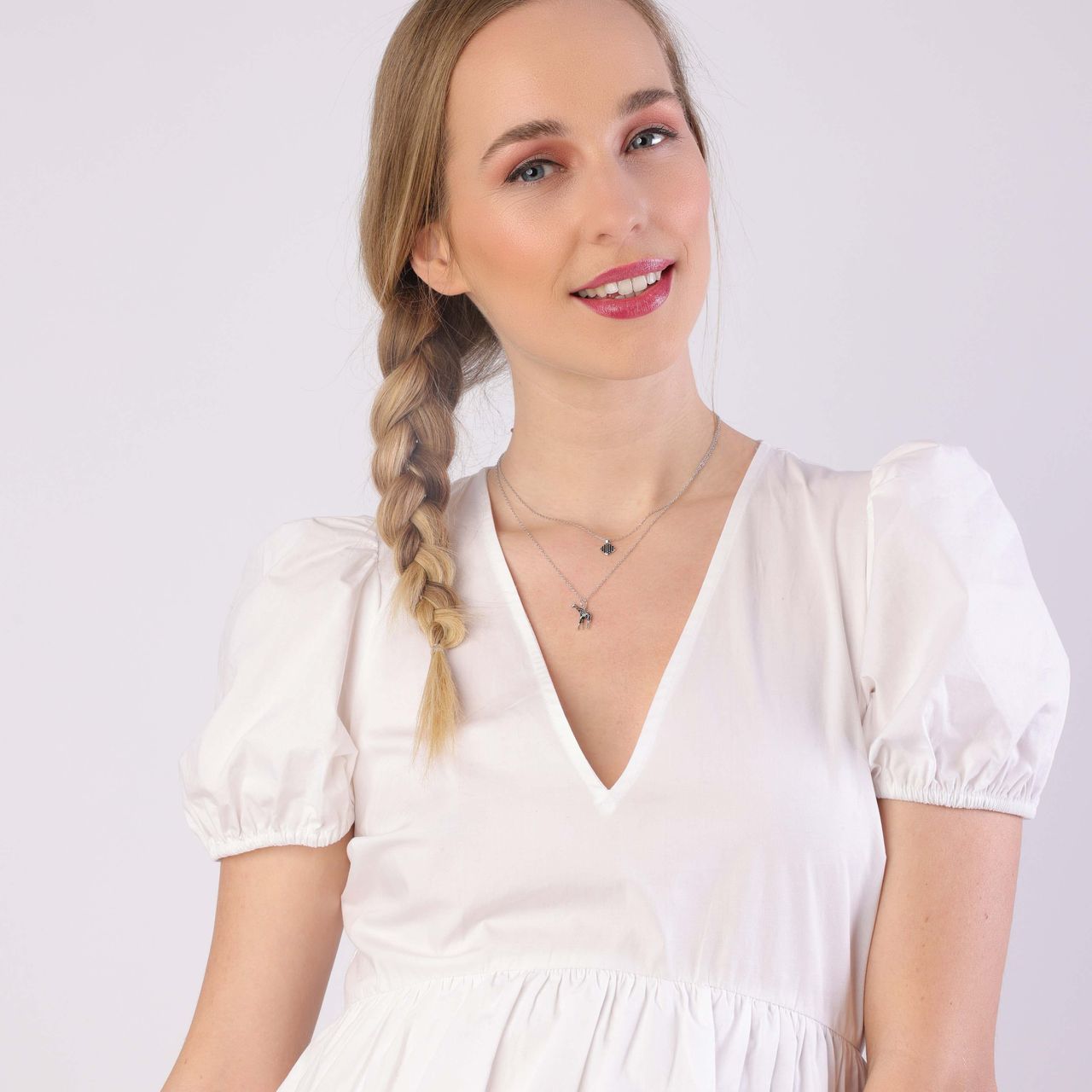 Zilveren ketting&hanger ruit Bali