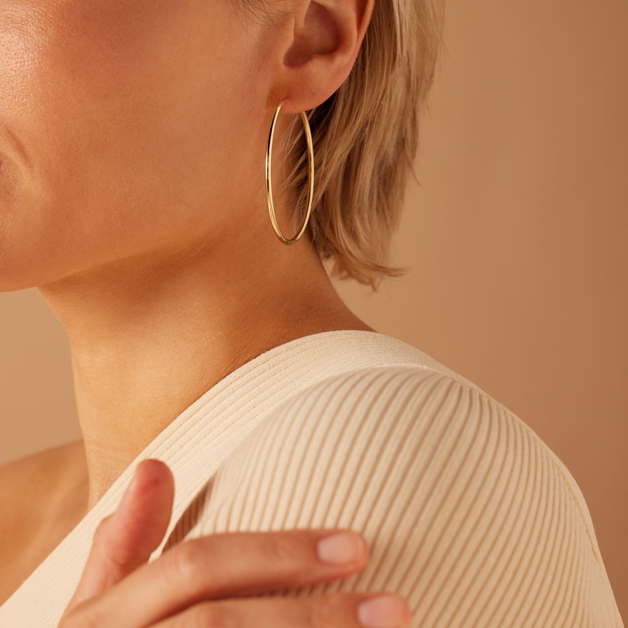 Zilveren oorringen goldplated 50mm voor dames