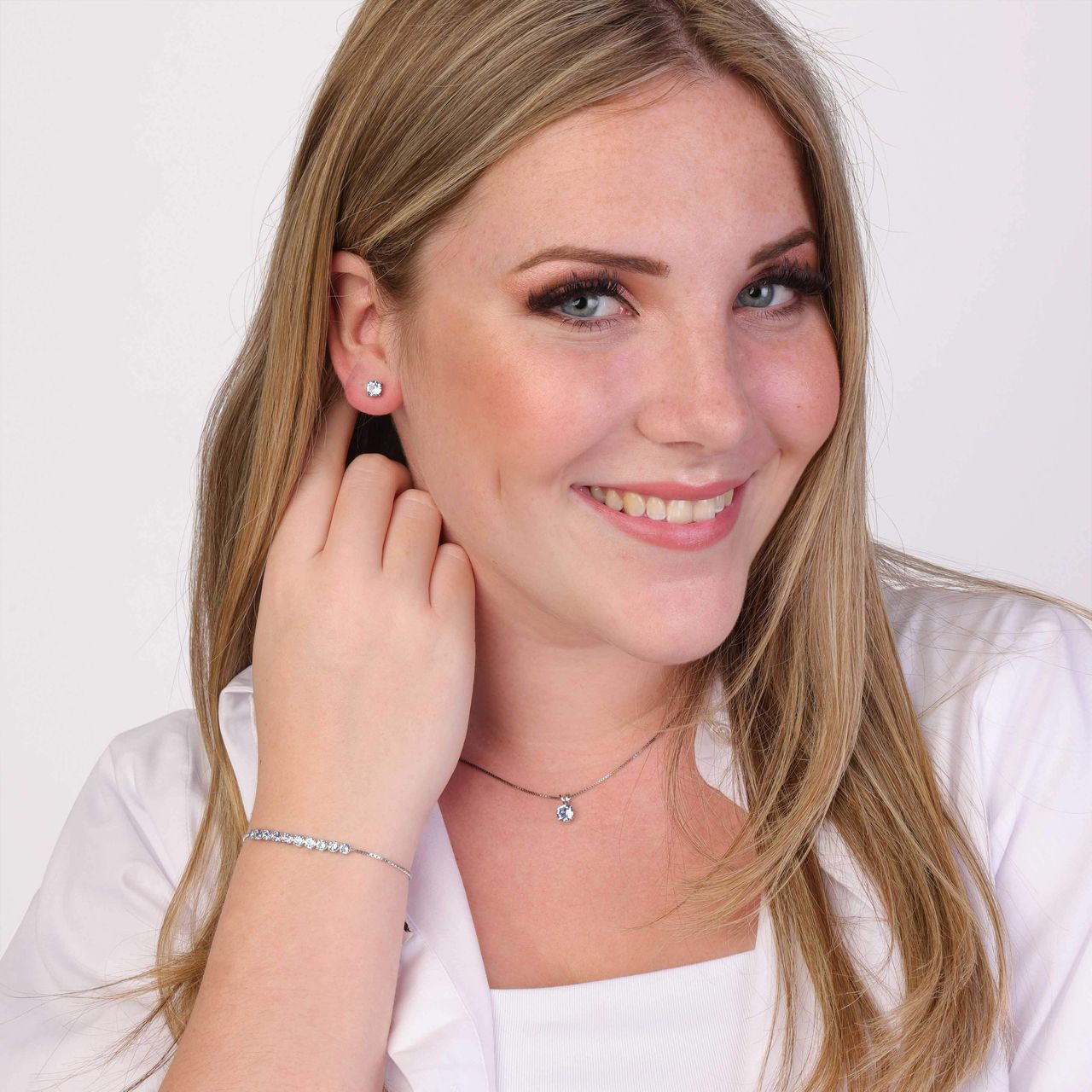 Zilveren tennisarmband kristal light sapphire