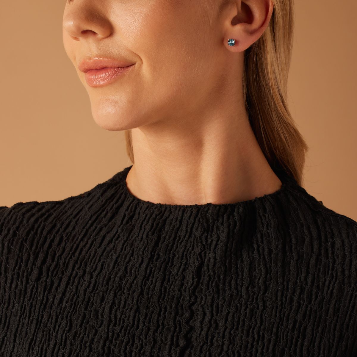Silberne Ohrstecker mit aqua Swarovski-Kristall für Damen