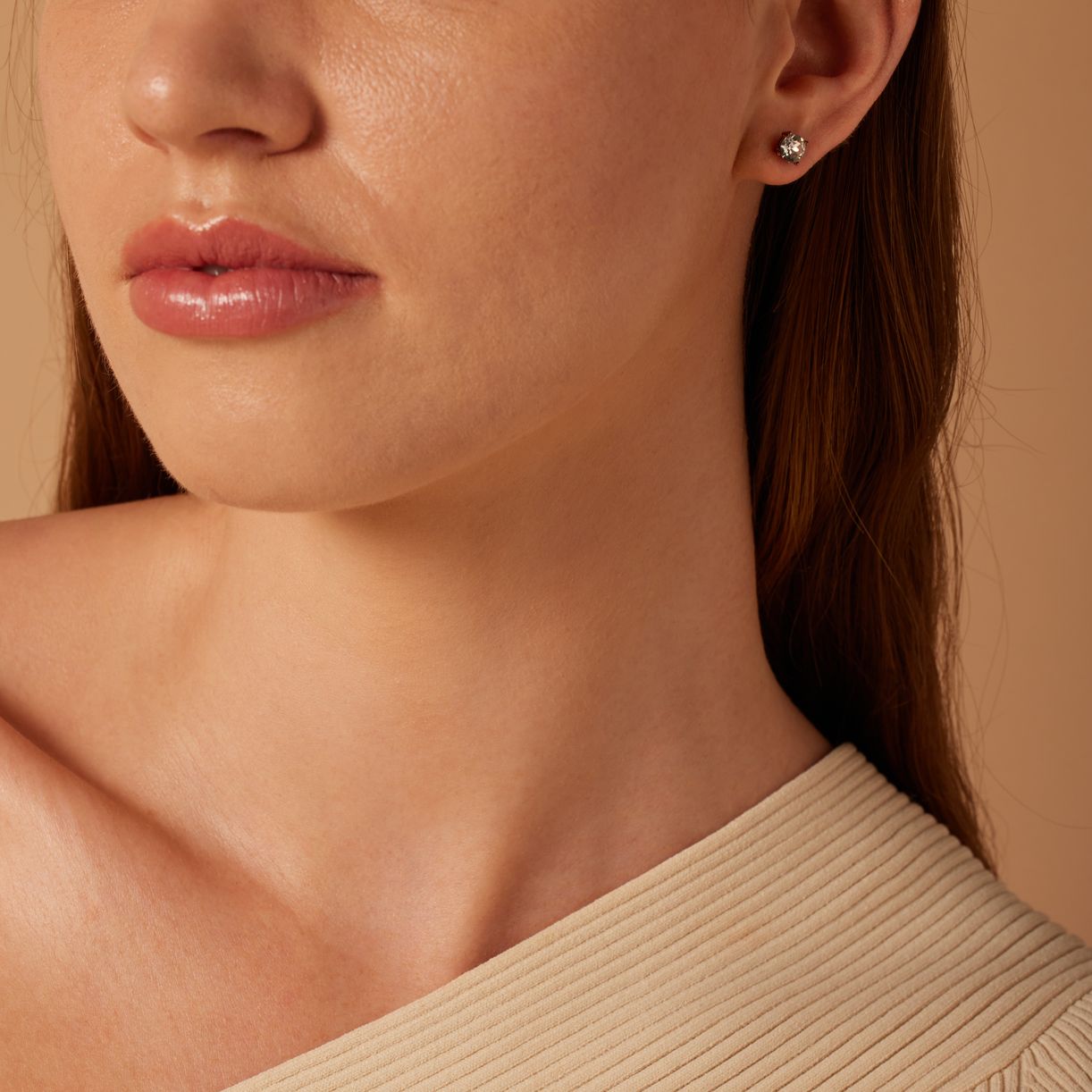 Zilveren oorknoppen rose kristal white voor dames