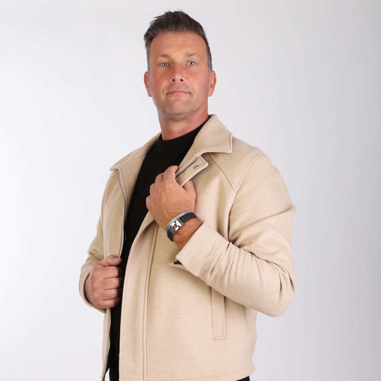 Gerecycled stainless steel armband schakel mat