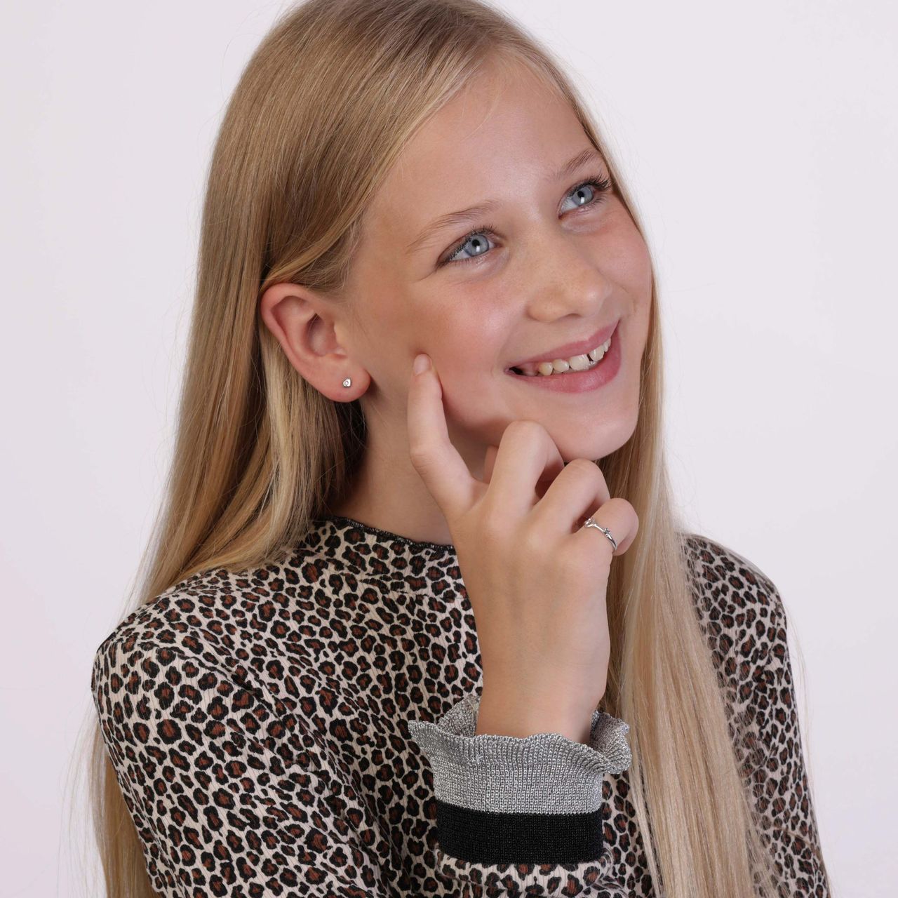 Kinderohrringe, 925 Silber, Herz, hellrosa, Zirkonia