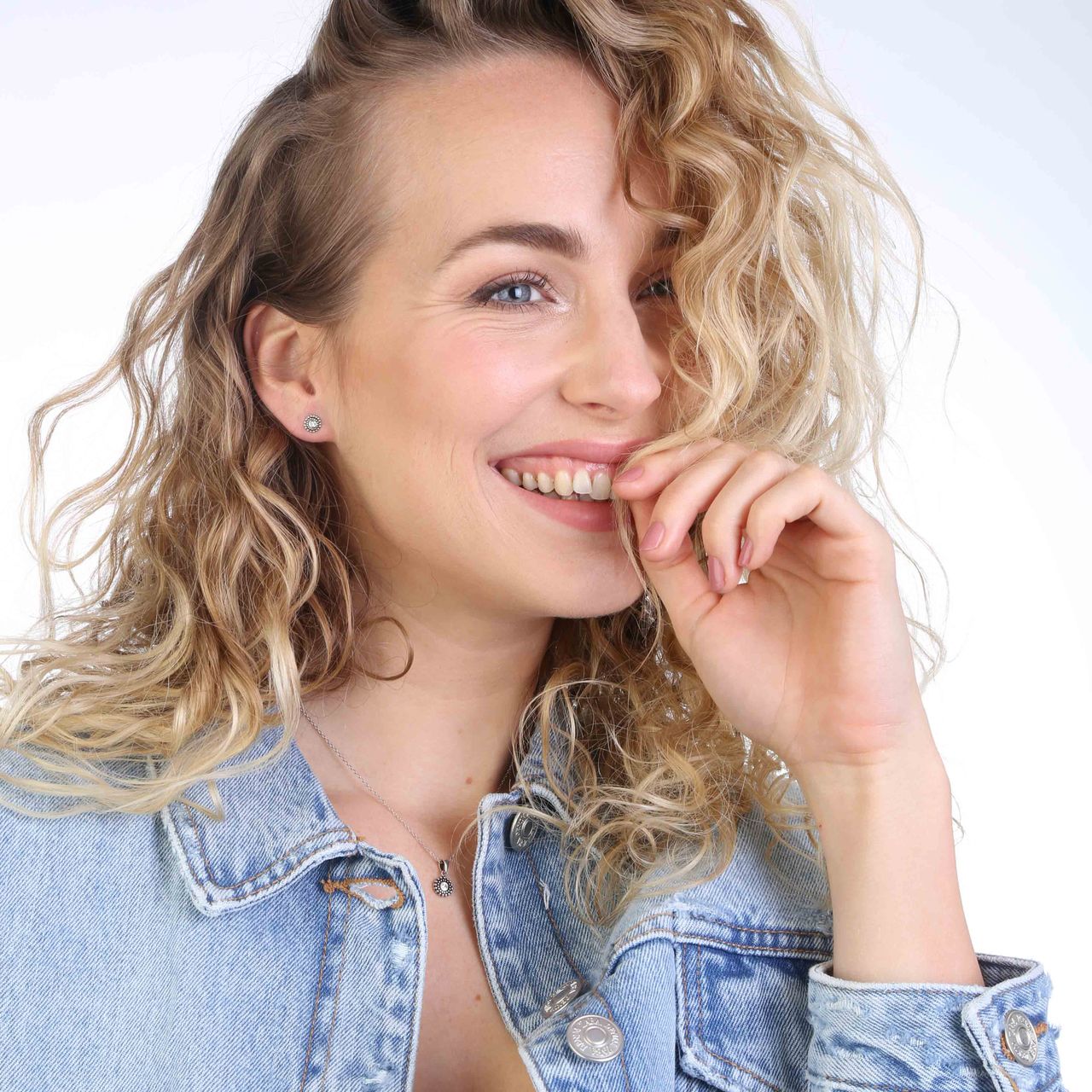Zilveren set Bali rond met kristal