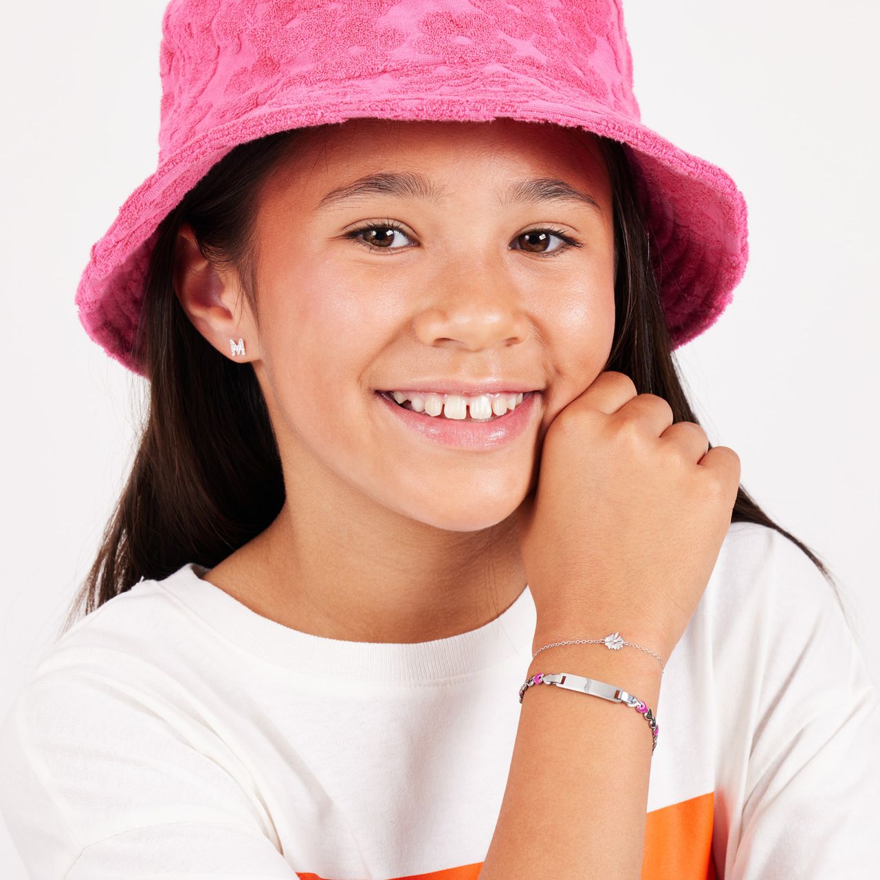 Kinderohrringe, 925 Silber, Initialen, Kristall
