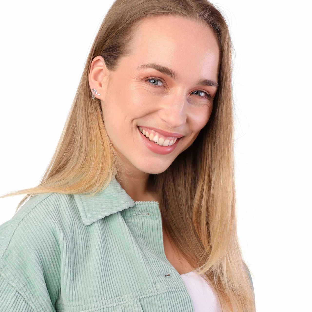 Zilveren oorbellen bar met ketting