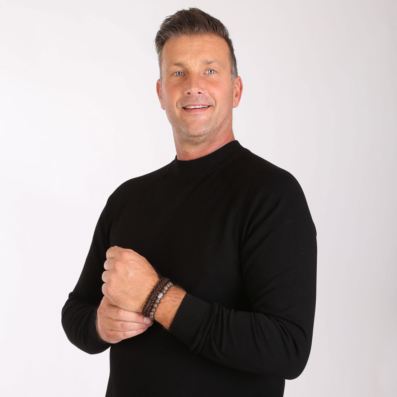 Stainless steel set met bruin leer&bronzonite