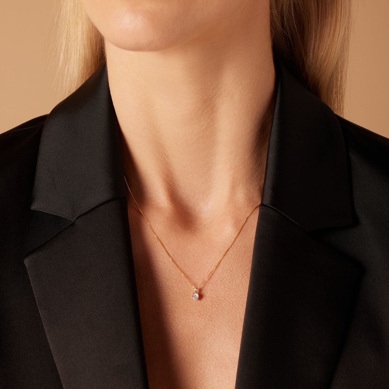 9 karaat ketting met hanger zirkonia 4mm voor dames