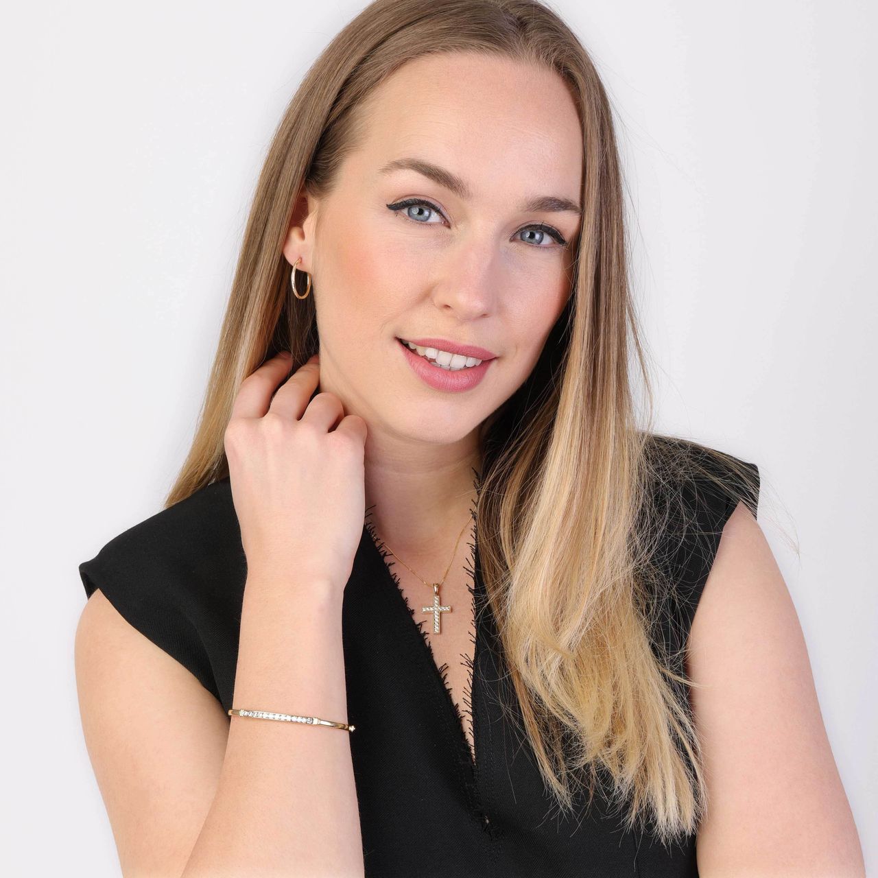 9 karaat oorringen met zirkonia 20mm voor dames