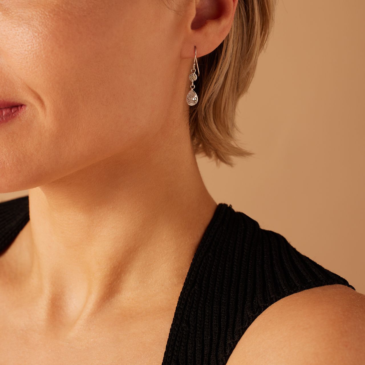 925 Silber-Ohrringe Tropfen mit Zirkonia