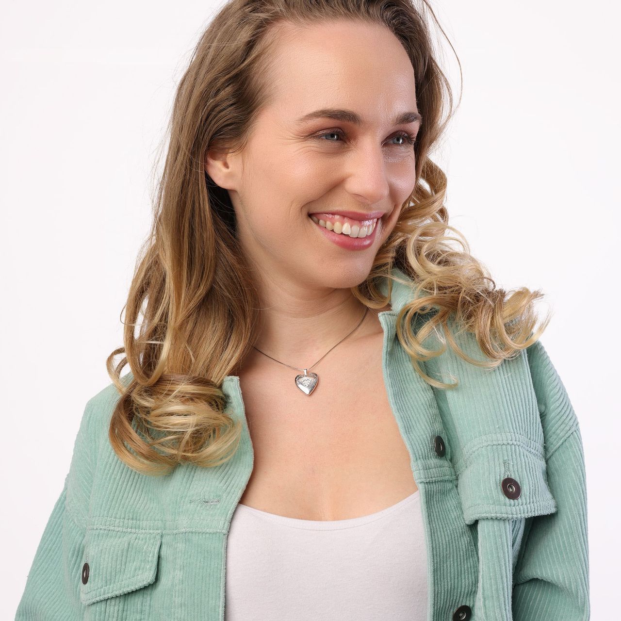 Anhänger Herz-Medaillon aus 925 Silber mit Zirkonia