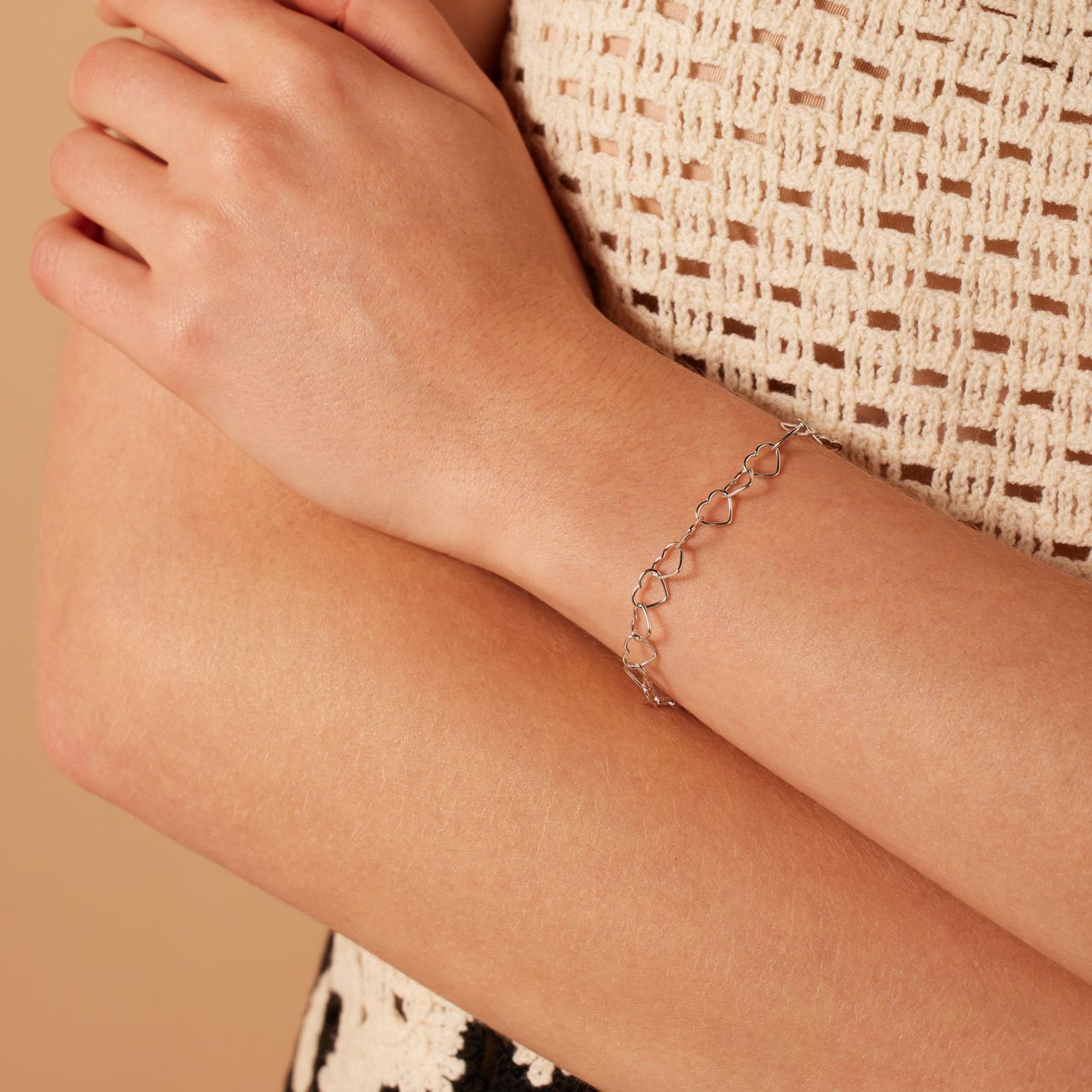 Gerecycleerd zilveren armband hartschakel