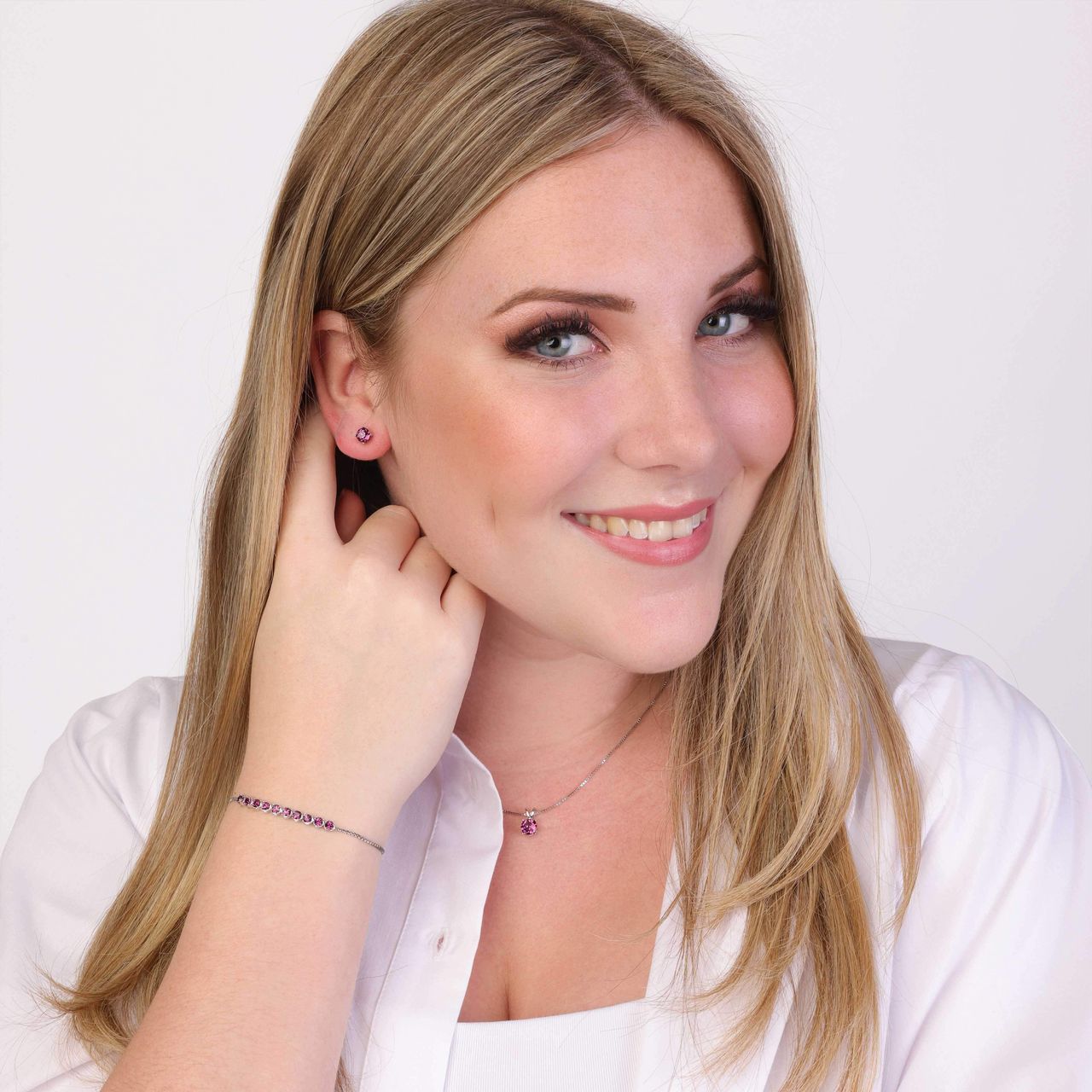 Zilveren oorbellen kristal amethyst
