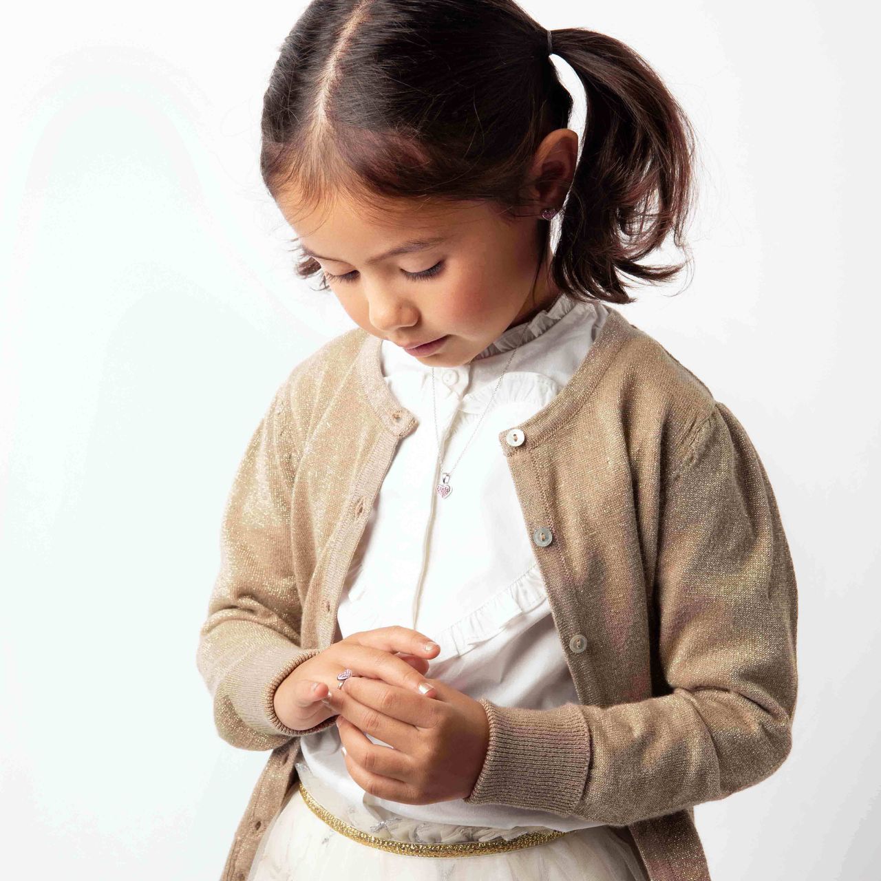 Kinderset, 925 Silber, Herz, Kristall in Hellrosa