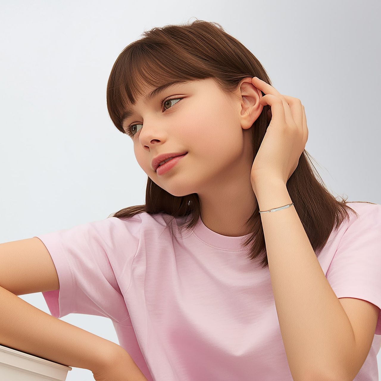 Gerecycled stainless steel kinderarmband met wit kristal