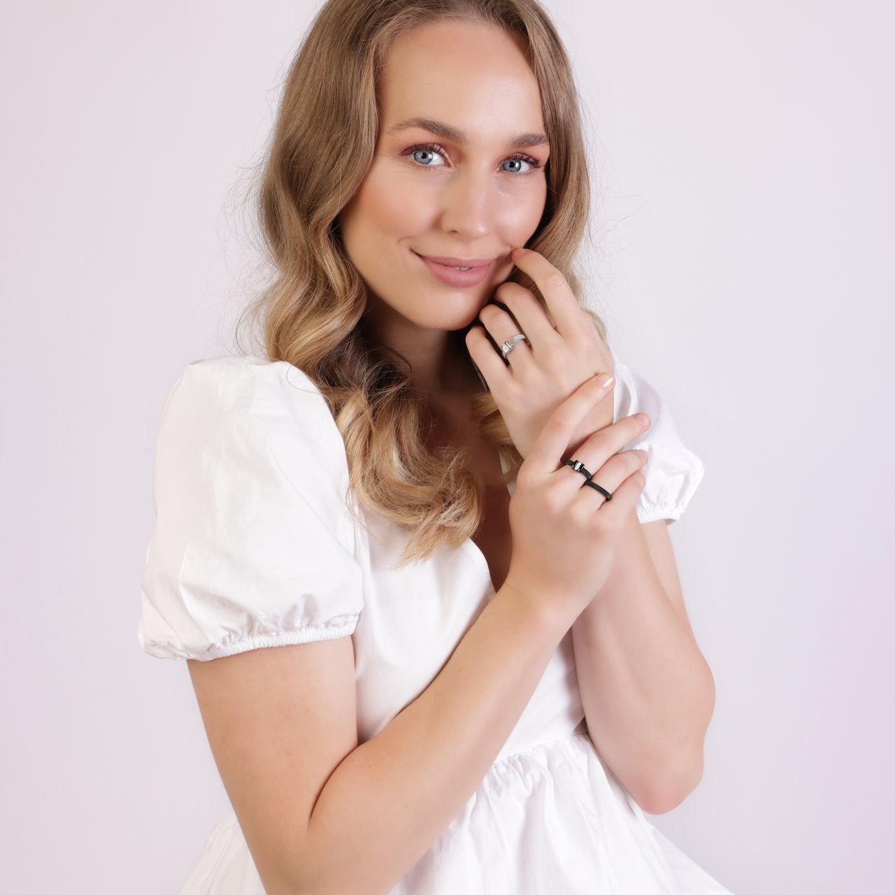 Gerecycled stainless steel ring mesh met kristal