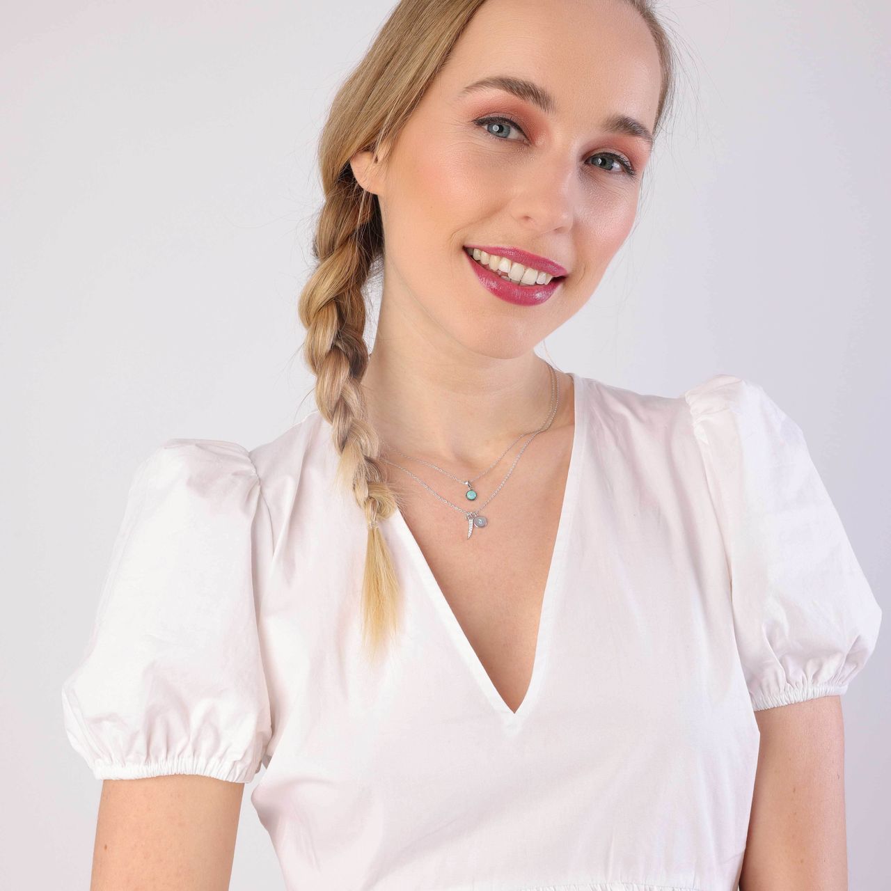 Zilveren ketting&hanger turquoise Bali