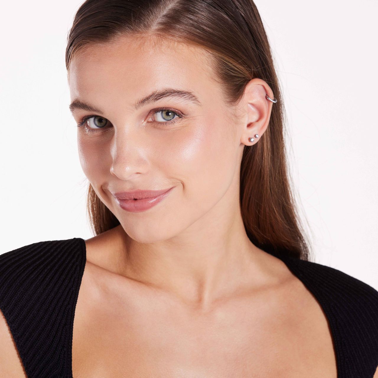 Helix-Piercing aus Edelstahl, Ring, Clicker, Zirkonia