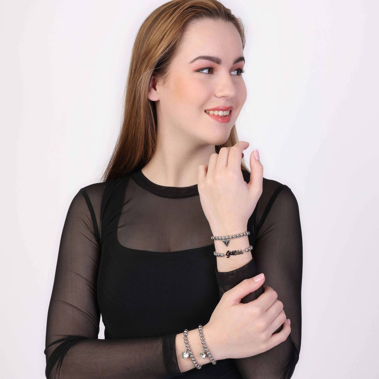 Guess stalen armband met Guess logo