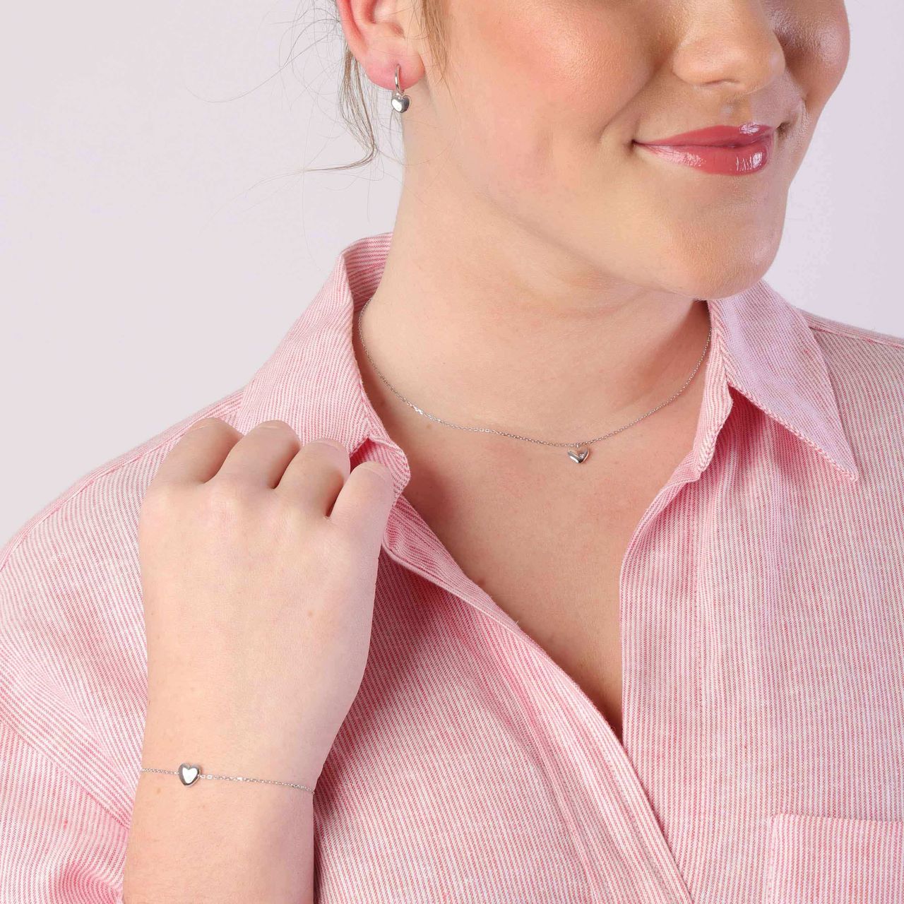 Ohrringe, 925 Silber, Herz mit Zirkonia