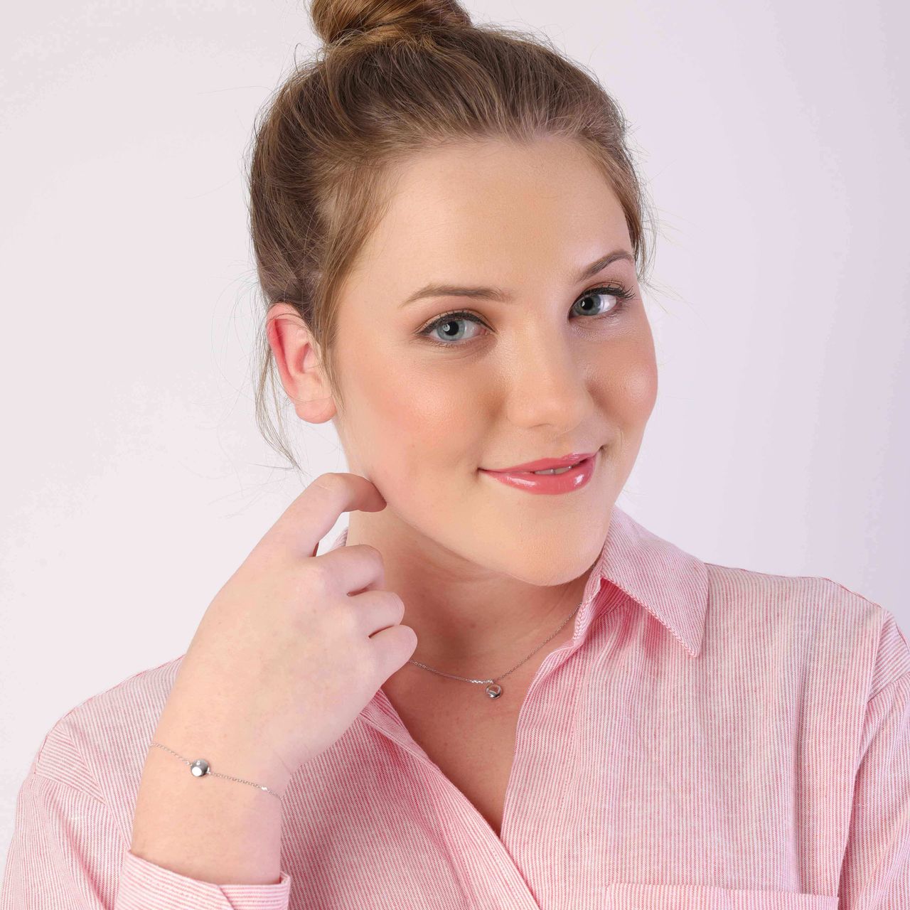 Zilveren ketting&hanger disc met zirkonia