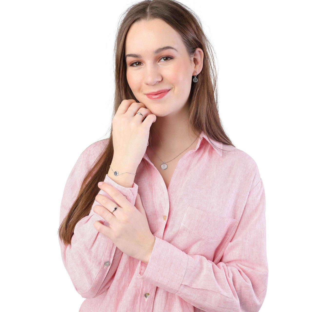 Silberohrringe, Rose mit Zirkonia