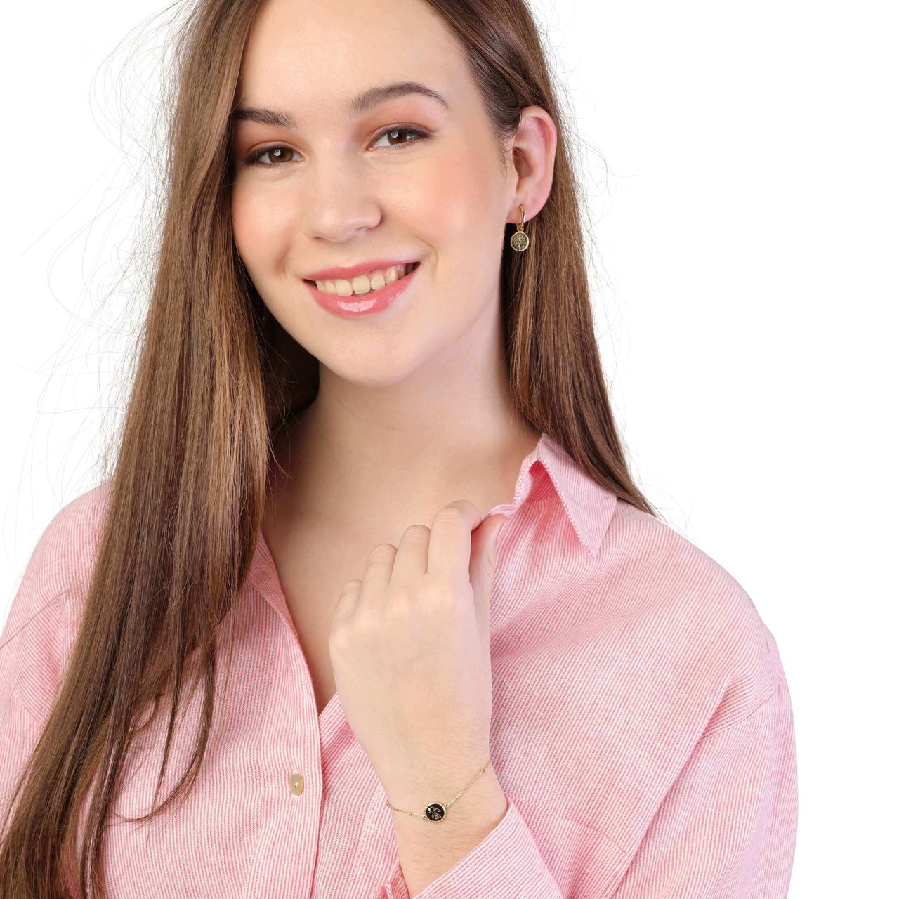 Silberohrringe, vergoldet, Rose mit Zirkonia