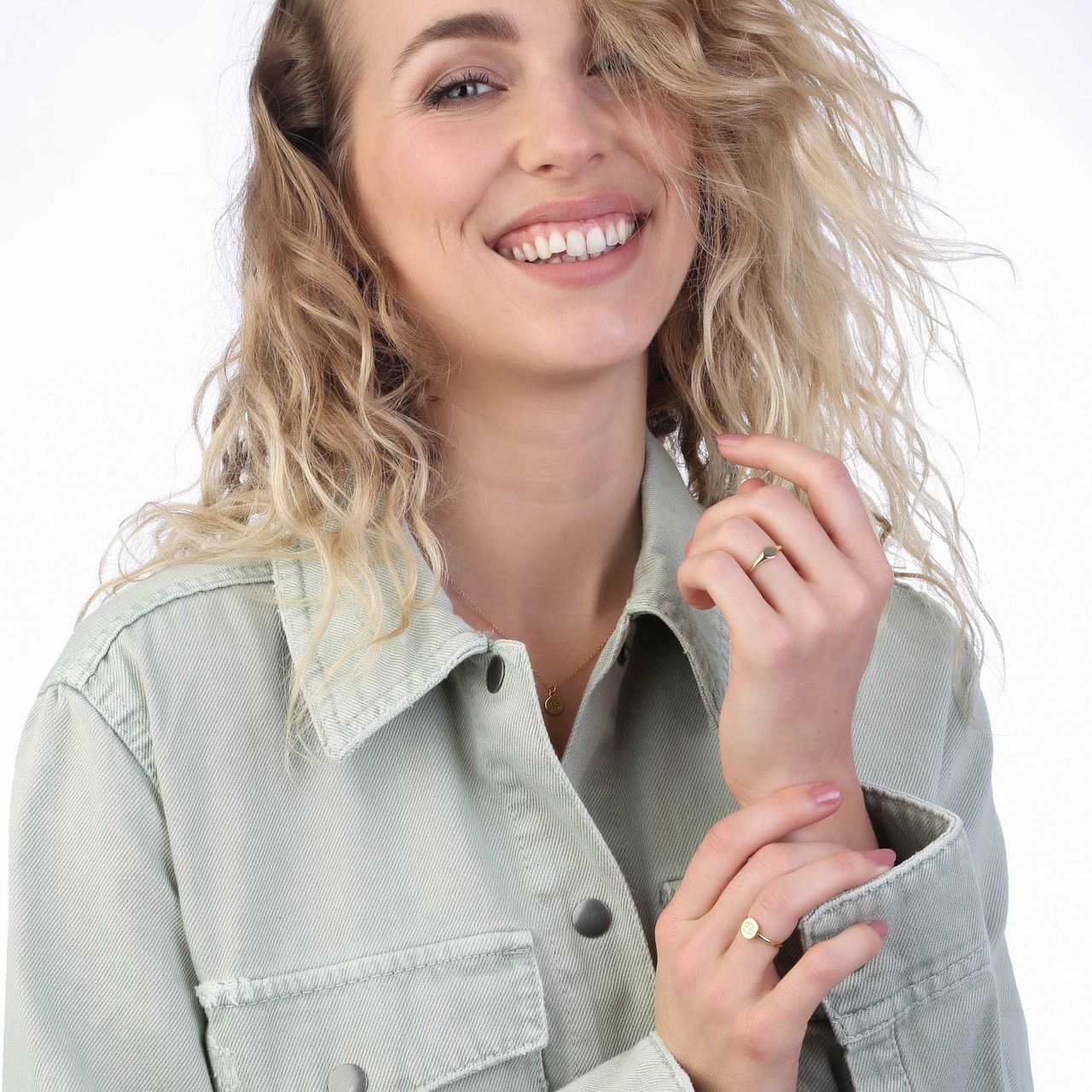 Zilveren zegelring goldplated rond