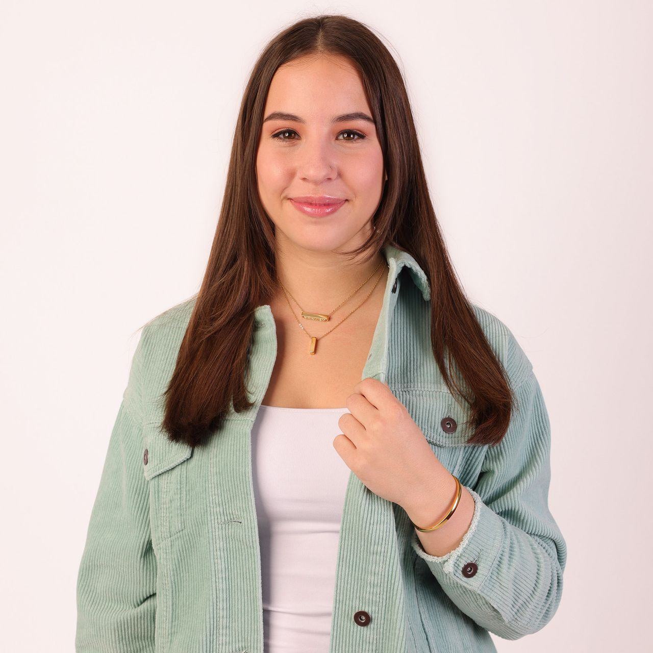 Stalen goldplated ketting met hanger bar voor dames