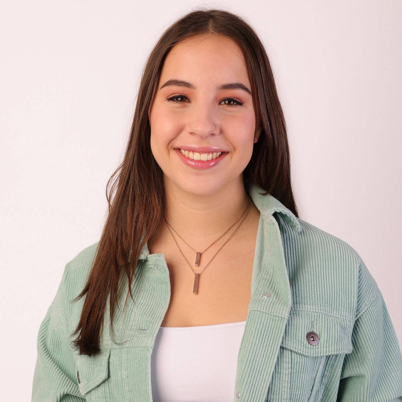 Stainless steel roséplated ketting met hanger bar voor dames