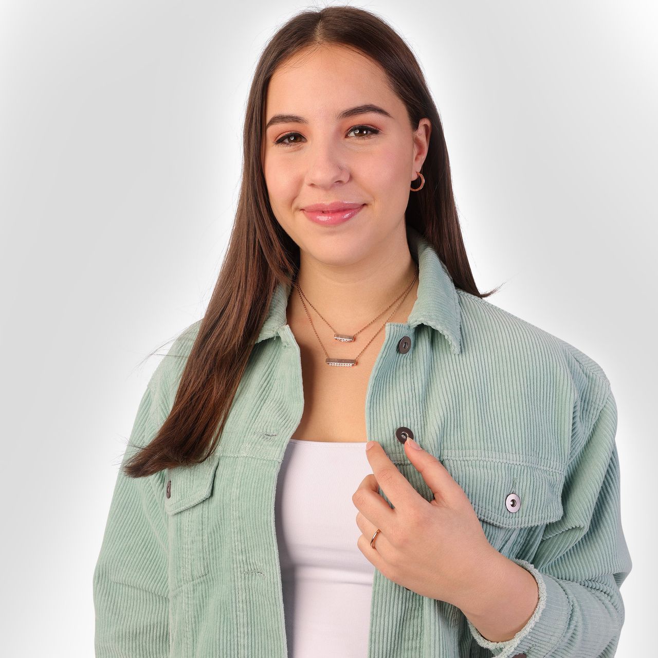 Stainless steel roséplated ketting met hanger vierkant 20mm voor dames