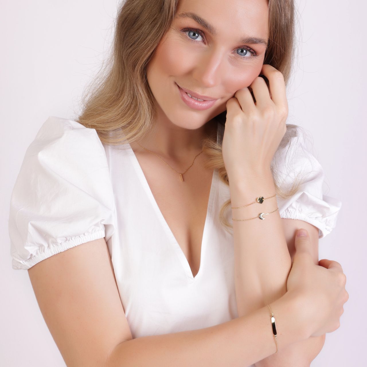 Zilveren armband goldplated galaxy maan