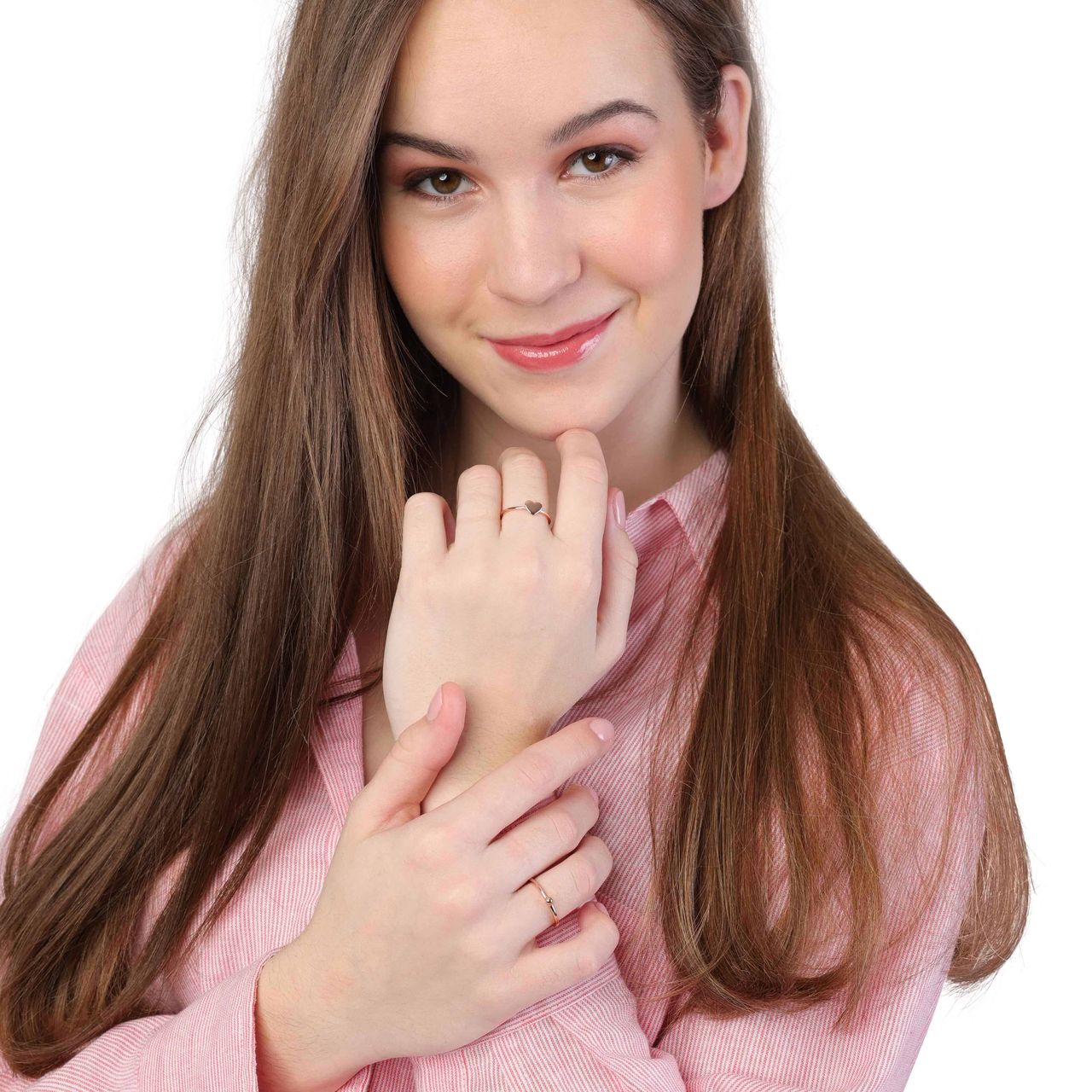 Zilveren roséplated ring voor dames