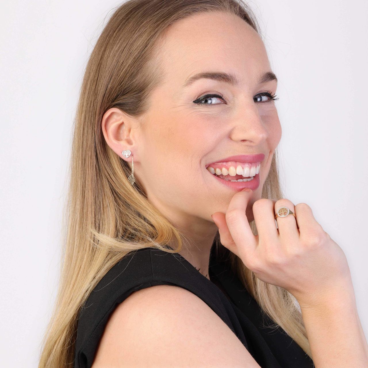 9 karaat oorbellen levensboom pull thru voor dames