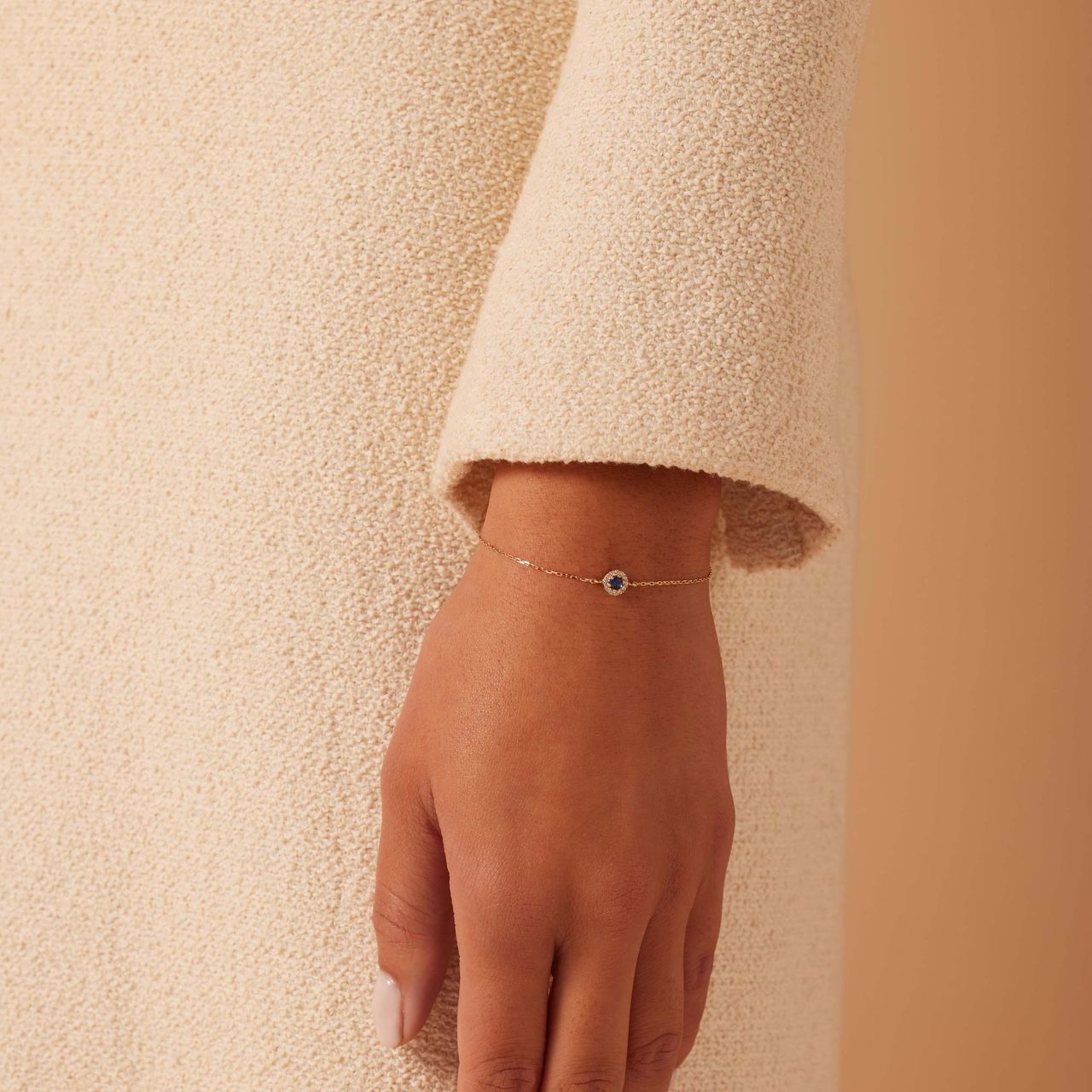 Armband, 585 Gelbgold, Zirkonia in Blau/Weiß