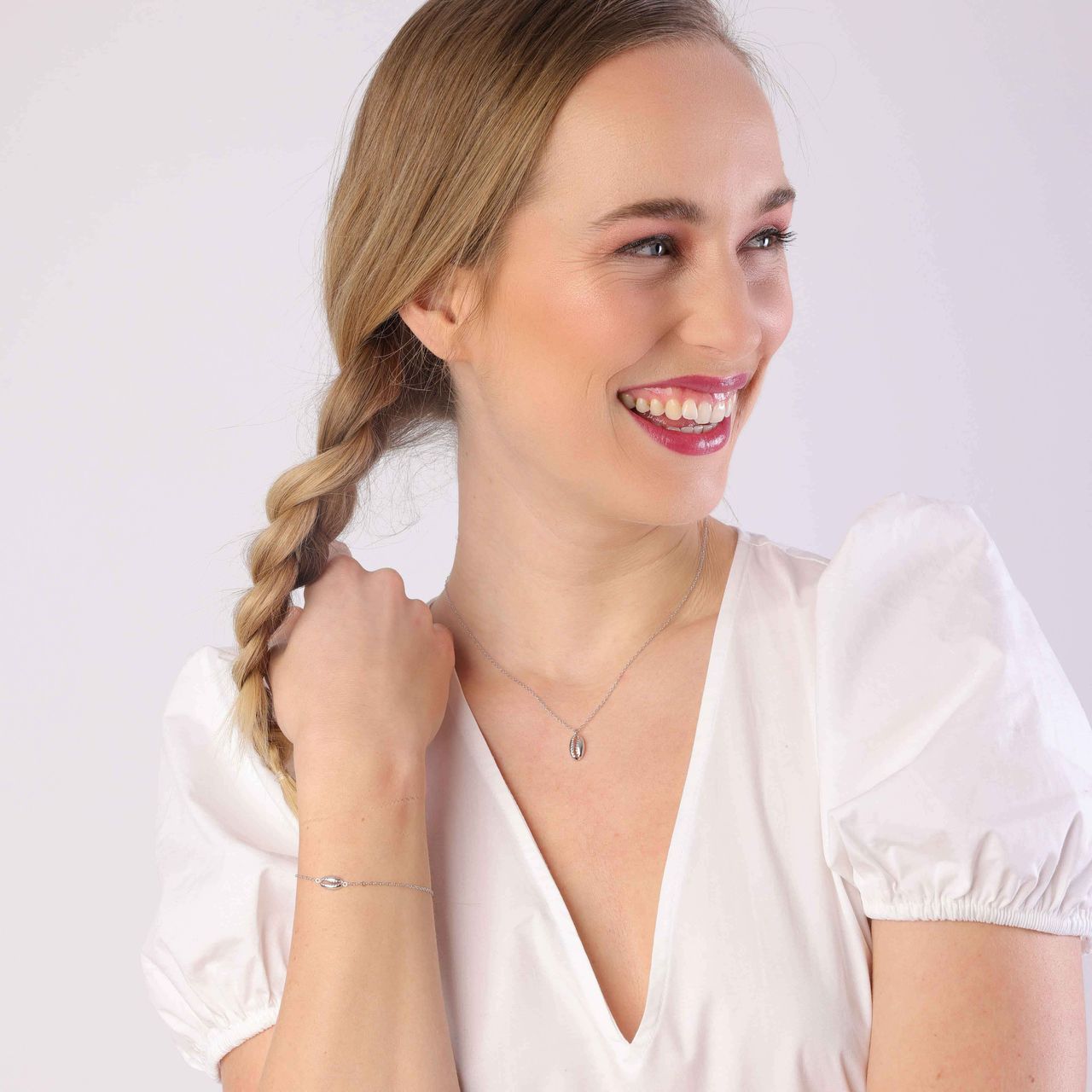 Zilveren armband schelp