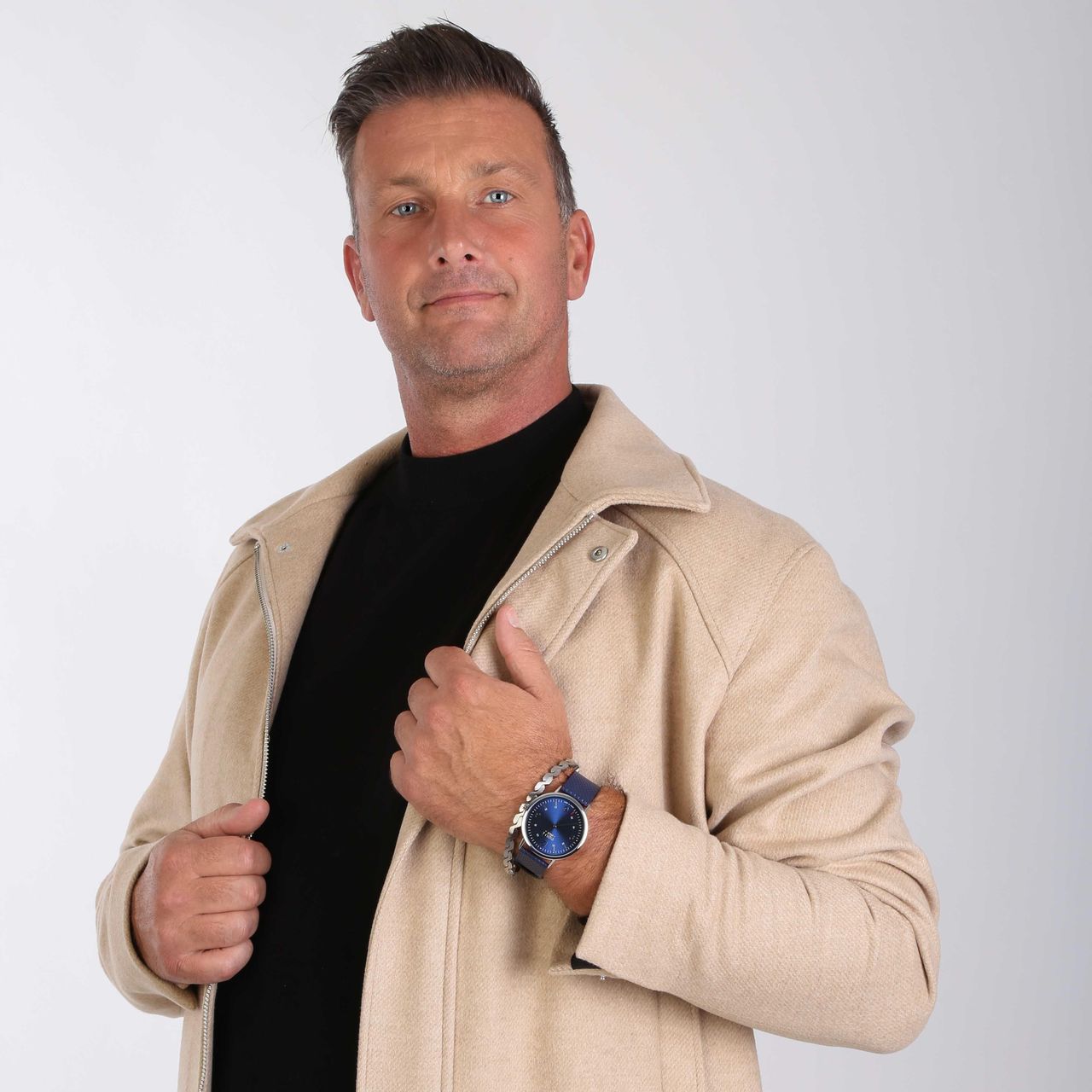 Gerecycled stainless steel set armband & horloge