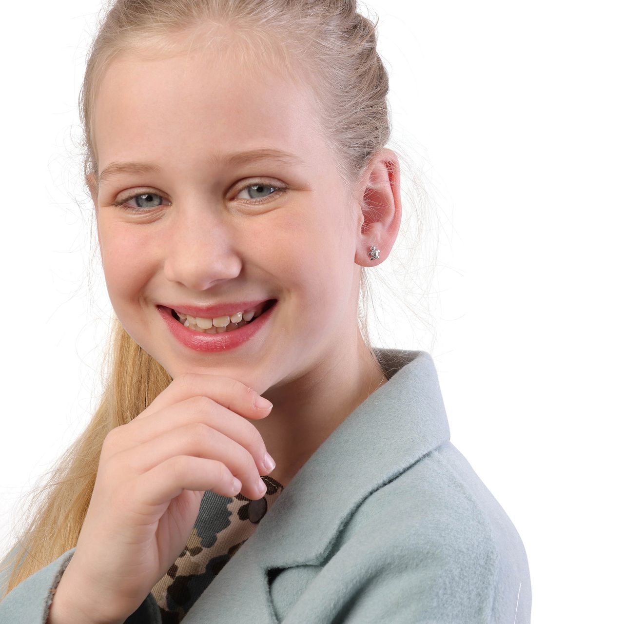 Zilveren kinderoorbellen schildpad