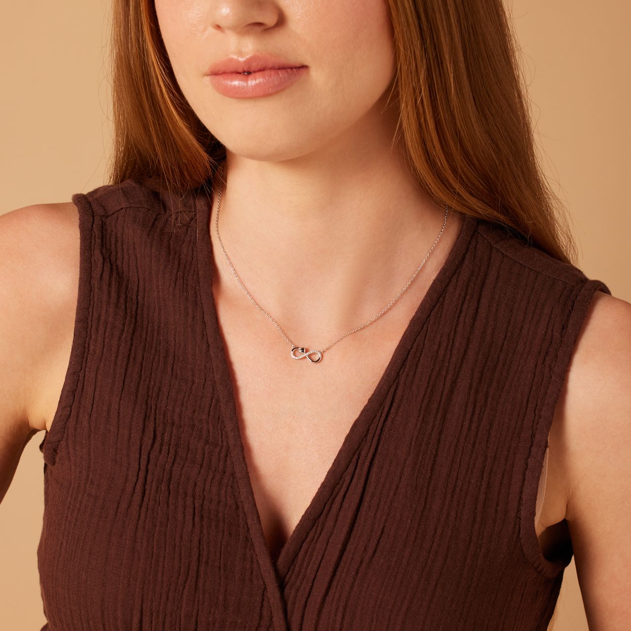Zilveren ketting&hanger infinity/hart zirkonia