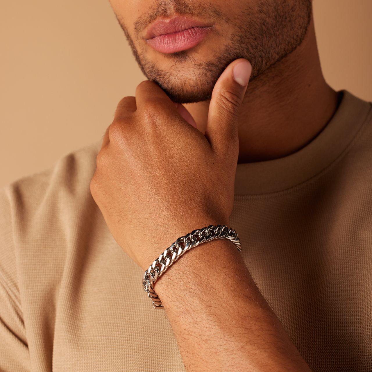 Stainless steel herenarmband gourmetschakel