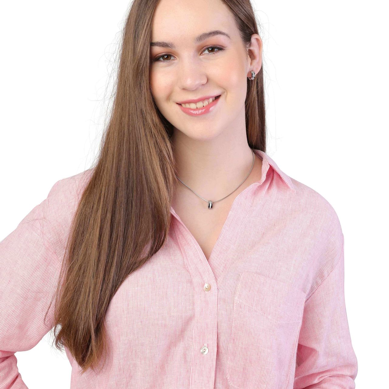 Stalen ketting & hanger met zirkonia