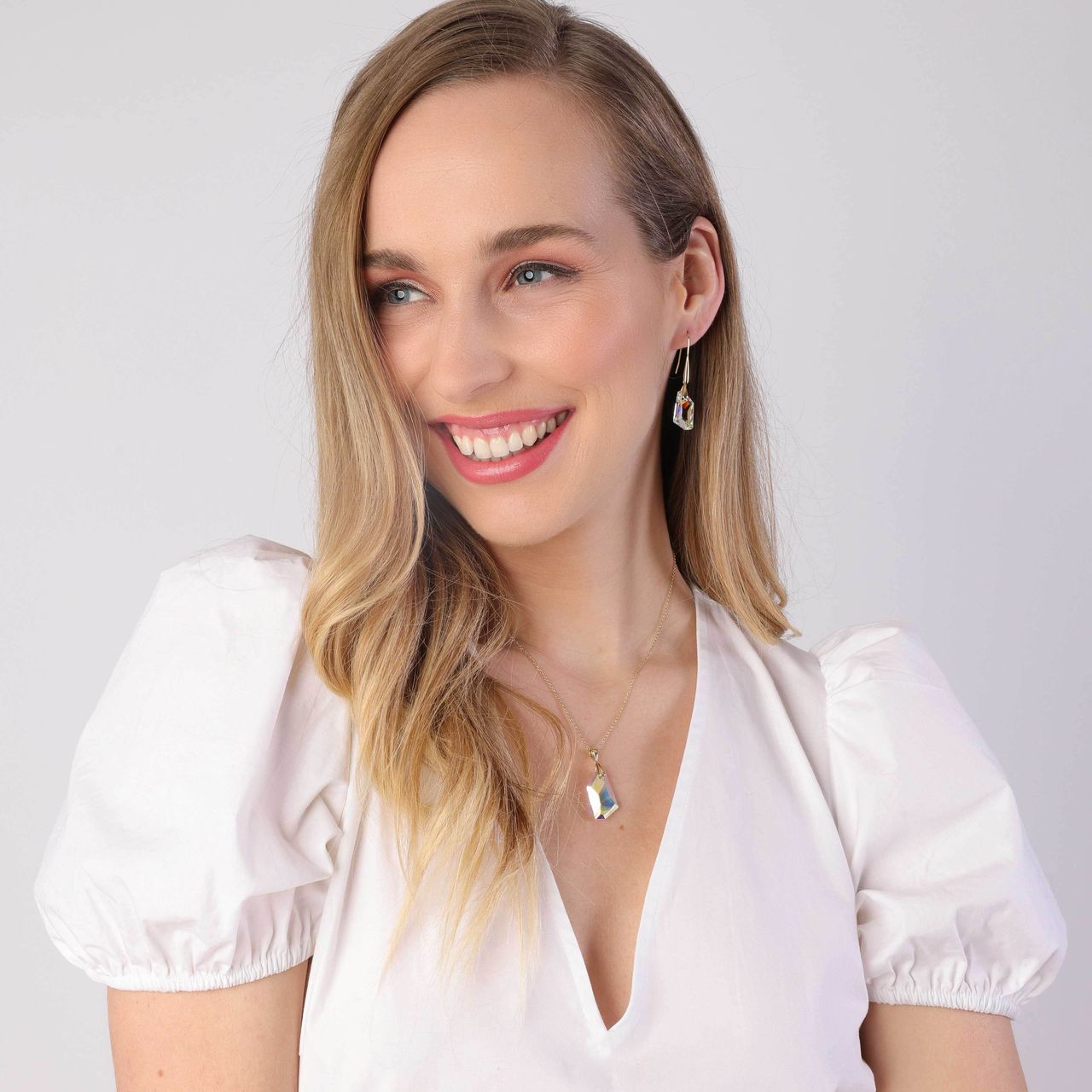 Zilveren set gold kristal AB